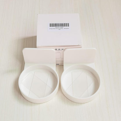 Adhesive Plastic round Floating Shelf Stick on Wall Mounted Cup Holder Shower Organizer Caddy Bottle Racks (2Pcs)5
