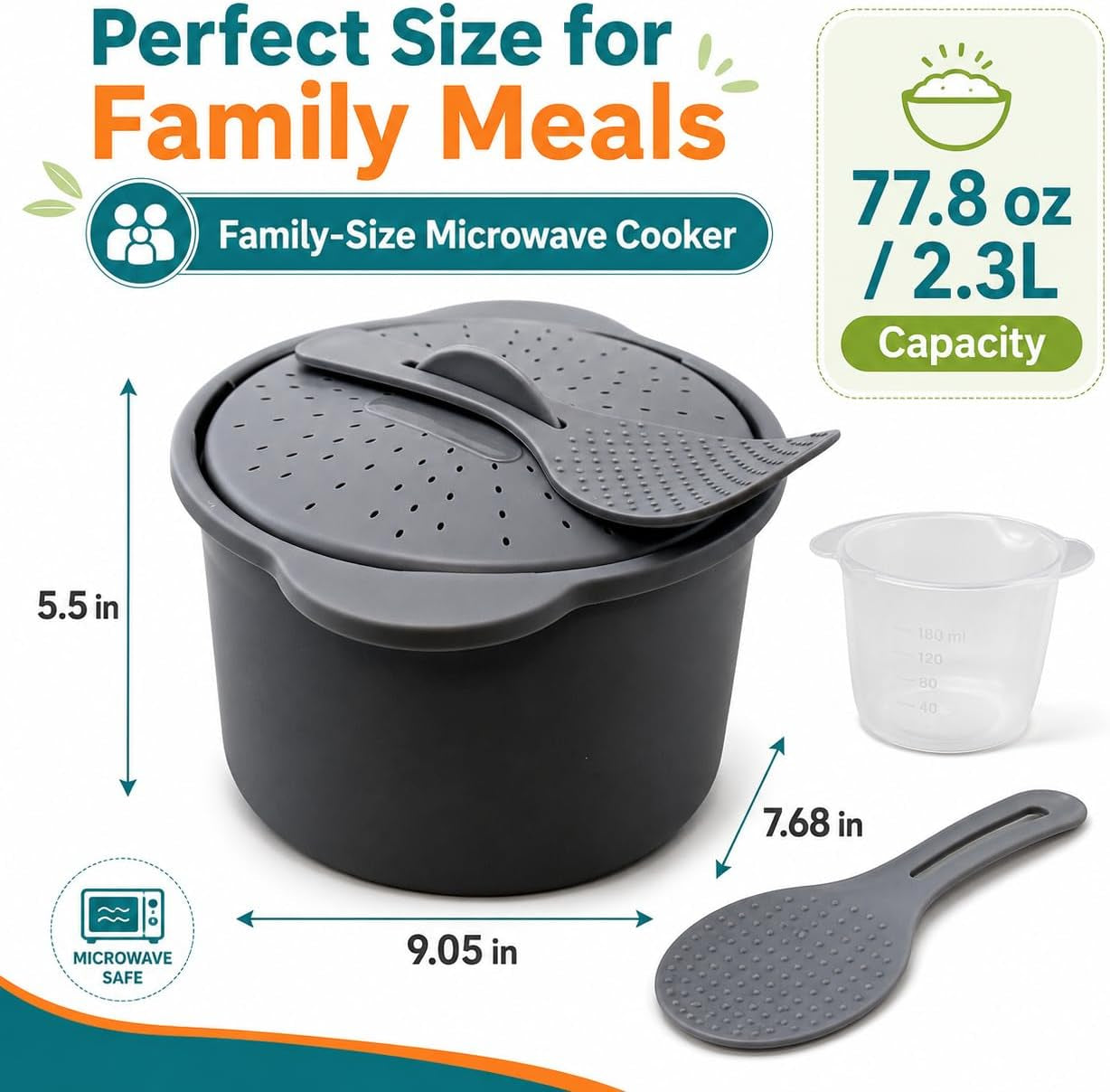 microwave-rice-cooker-and-grain-steamer-2-3l-with-paddle-and-measuring-cup-2-3l-microwave-cooker-for-rice-grains-and-vegetables-with-locking-vented-lid-paddle-and-measuring-cup