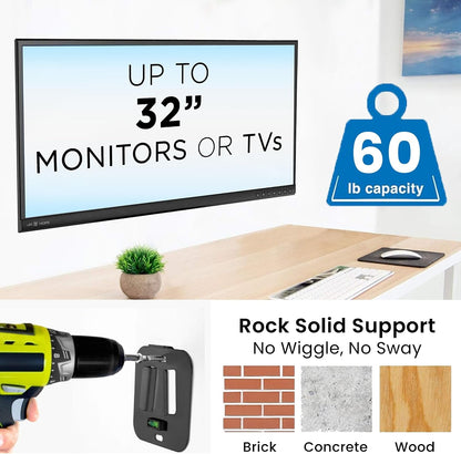Ultra Low Profile Fixed TV Wall Mount for 13 to 32" Inch Screens, Slim TV Wall Mount Fits VESA 75 and 100 Mm, Flush TV Bracket 0.55" Design with 60 Lb Capacity, Built-In Bubble Level3