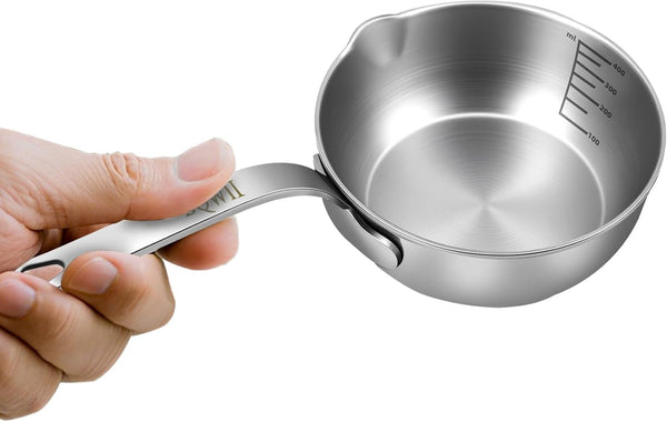 18/10 Stainless Steel Butter Warmer, 13.5 Fl Oz (400Ml), Ideal for Heating Milk, Butter, Sauces, Baby Food, Coffee, Chocolate, Egg Pan, Compatible with Induction & Gas Stovetops1