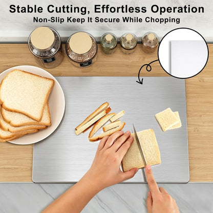 Stainless Steel Cutting Board with Lip, Cutting Boards for Kitchen, Food-Grade Steel Chopping Board for Meat Cheese Vegetable (15.7"L X 11.8"W)6
