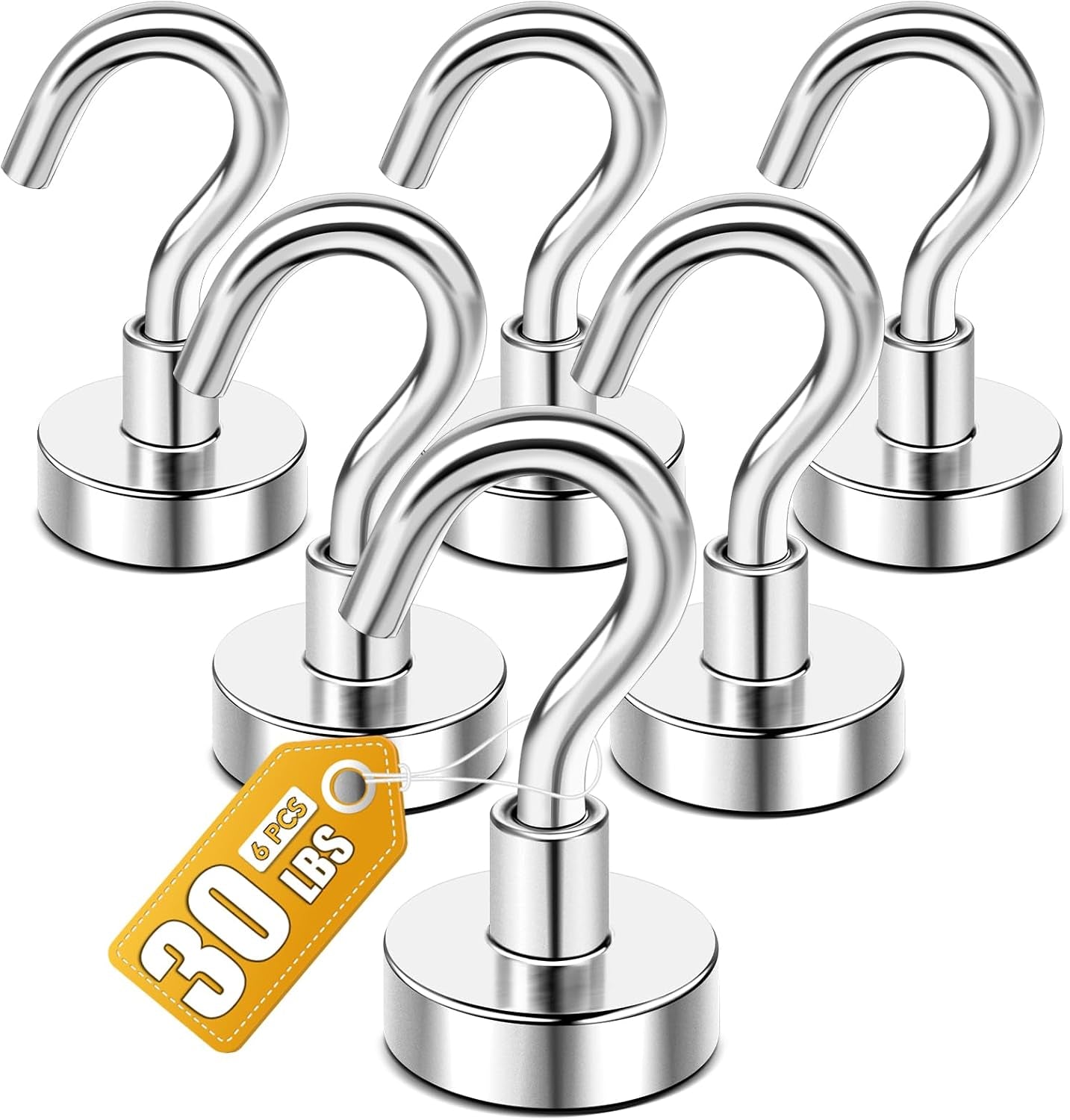 magnetic-hooks-30lbs-6pcs-cruise-cabin-essentials-heavy-duty-n52-strong-neodymium-rare-earth-magnets-for-kitchen-classroom-beach-cruise-cabins-refrigerator-hanging-key-clothes-wall-hat
