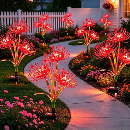 Solar Lights Outdoor, 8 Pack Red Spider Lily Garden Flower Lights4