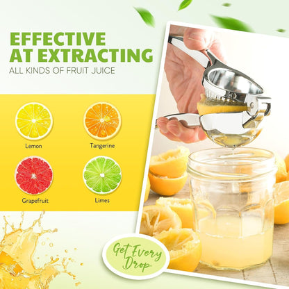 Lemon Squeezer Large, Lemon Squeezer Juicer Stainless Steel, Heavy Duty Manual Citrus Juicer Hand Press, Kitchen Tools Lime Squeezer Bar Tool, Easy to Clean Metal Lemon Hand Press5