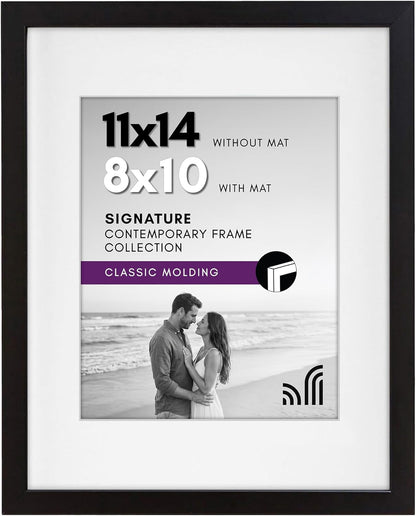 11X14 Picture Frame with Shatter-Resistant Glass - Use as 8X10 Frame with Mat or Display 11X14 Photo without Mat - Signature Collection - Picture Frames for Wall Display - Black1