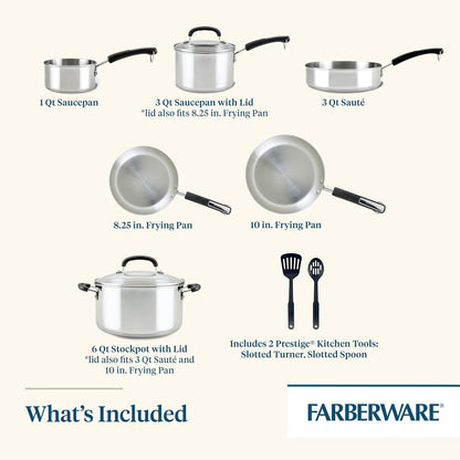 Stainless Steel Cookware Set, 10-Piece Pots and Pans Set | Brilliance Collection Stainless Steel Construction, Includes Pots, Pans and Lids for Everyday Cooking2