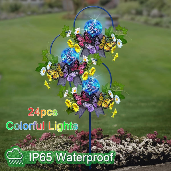 Solar Lights Outdoor Garden Stakes,Butterfly & Flower LED Colorful Lights5