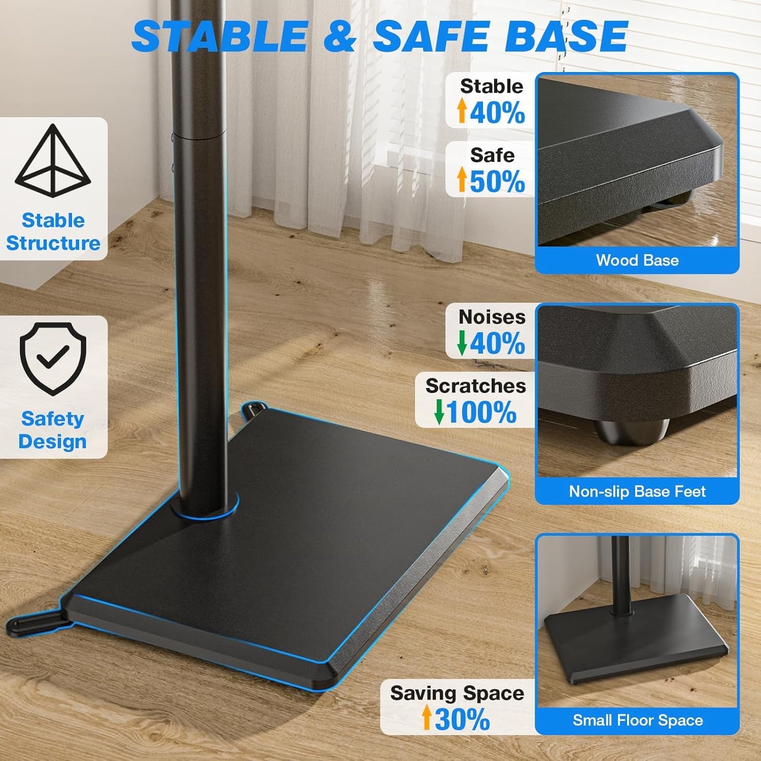 swivel-floor-tv-stand-for-32-65-inch-flat-screen-tvs-height-adjustable-mount-solid-wood-base-space-saving-holds-88lbs-max-vesa-400x400mm-for-living-room-bedroom-corner