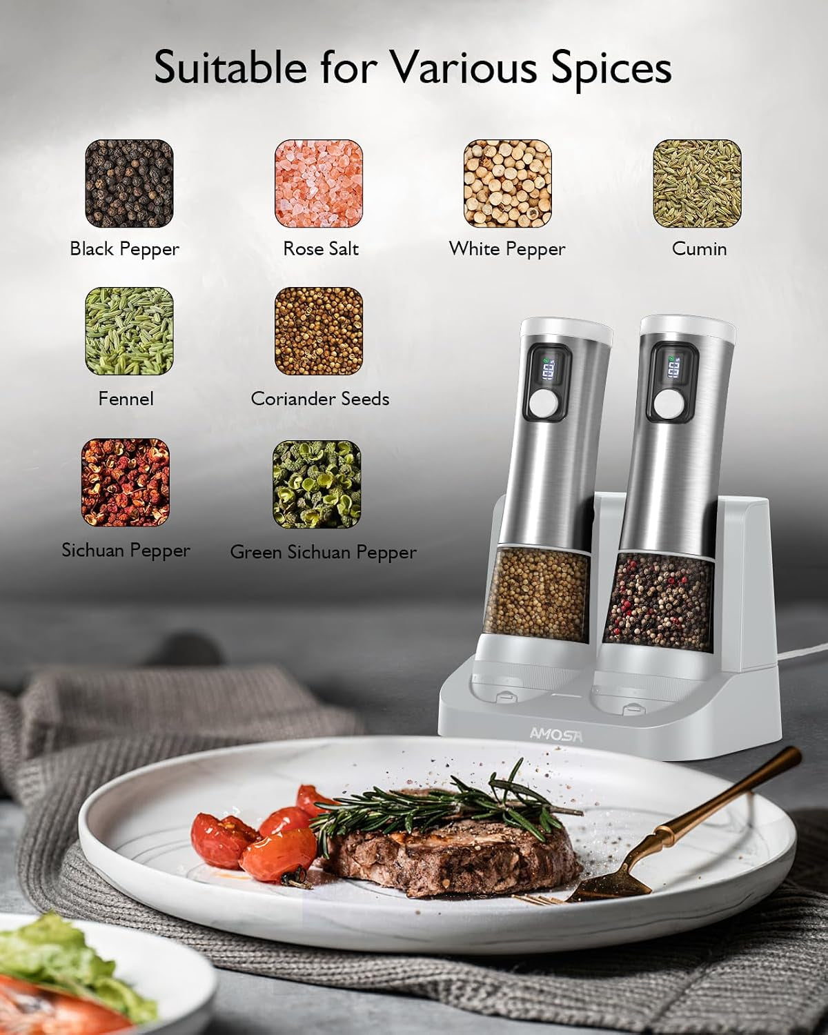 electric-salt-and-pepper-grinder-set-battery-display-rechargeable-base