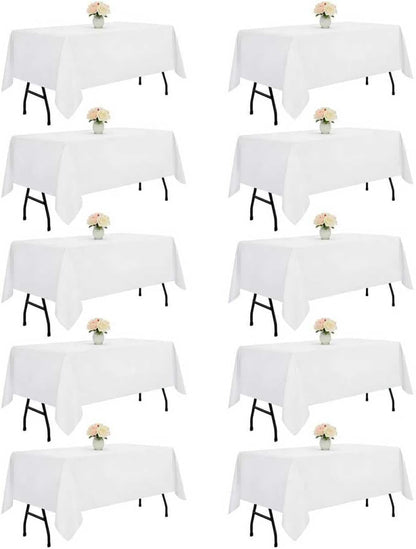 10 Pack White Table Cloth Rectangle 60X102 Inch Fit 6FT Table1
