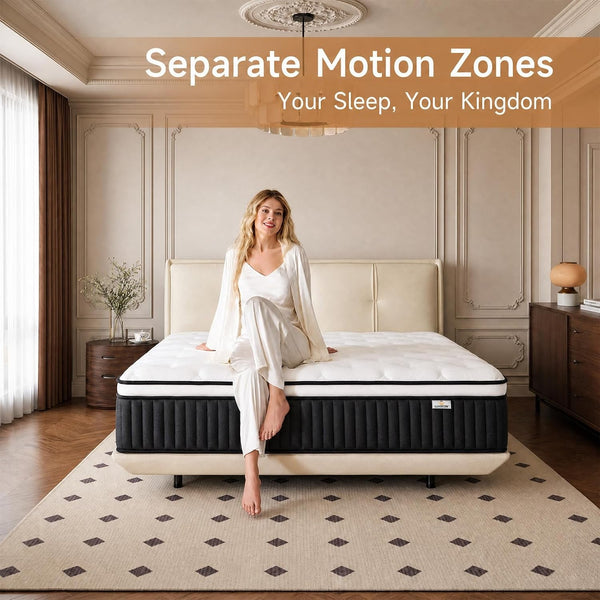 Queen Mattress, 12 Inch Hybrid Queen Mattress in a Box, Medium Firm Memory Foam Mattress, with Individual Pocket Springs, Upgrade Zoned Support, Motion Isolation&Pressure Relief, Certipur-Us8