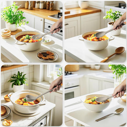 Silicone Kitchen Cooking Utensils Set:  Heat Resistant 13Inch Long Kitchen Gadgets, BPA Free Non Stick Rubber Cook Accessories for Food Prep, Frying, Serving, Basting (Light Grey)2