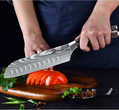 Chef Knife Sets with Roll Bag, 9 Pieces Professional Knife Set | High Carbon Stainless Steel Kitchen Knife Set with Sharpener, Red Pakkawood Handle, Kitchen & Home Cooking, Dishwasher Safe6