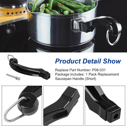 P08-031 Saucepan Handle Replacement (Short) Fits for Farberware 1, 1.5, 2 and 2.5 Quart Pan, Pots and Cookware | Durable Pot Replacement Parts | Saucepan Handles for Kitchen Cooking with Screw5