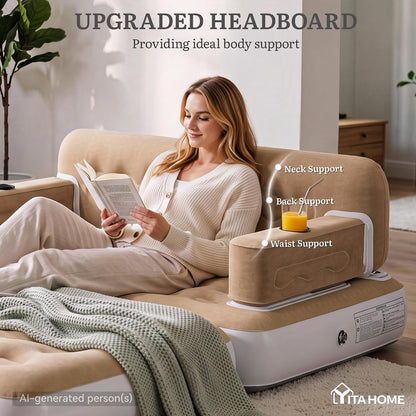 Queen Size Air Sofa Bed with Headboard and Pump5
