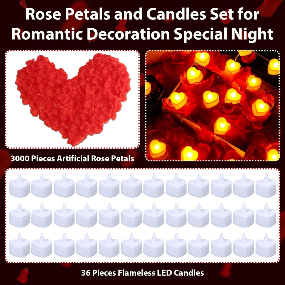 rose-petals-and-candles-set-for-romantic-decoration-3000-pcs-red-rose-petals-and-36-pcs-heart-candle-lights-for-special-night-wedding-anniversary-valentine-day-for-hotel-and-bedroom-decor