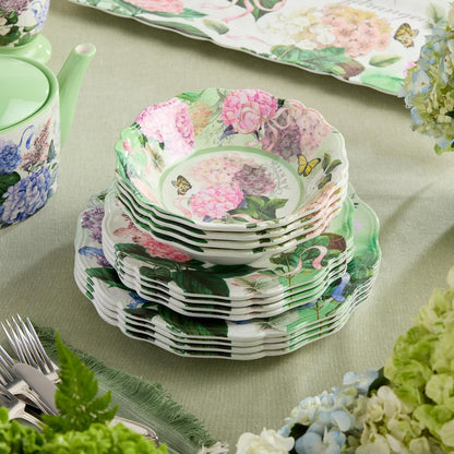 Garden Path Melamine 12-Piece Dinnerware Set - Hydrangea Design, Service for 4 with Dinner Plates, Salad Plates, and Bowls - Durable, Lightweight, and Dishwasher-Safe7