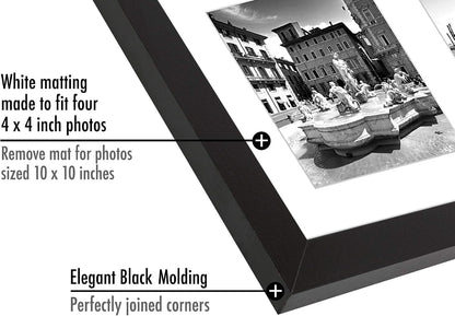 4X4 Collage Picture Frame - Fits 4 - Engineered Wood - Black3