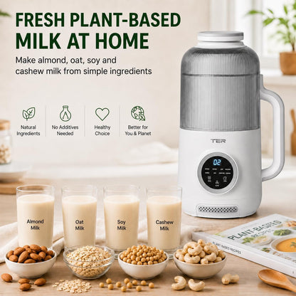 40Oz Nut Milk Maker Machine, 10-In-1 Automatic Soy Milk Maker for Almond, Oat & Plant-Based Milk, Self-Cleaning Milk Maker with 12H Delay Start, Keep Warm, Boil Wa, Soup & Juice Upgraded8