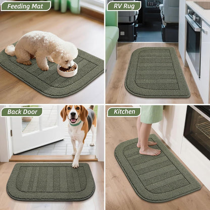 30X18 Inch Kitchen Rugs Non Slip Washable Kitchen Sink Rug, Green | Durable Kitchen Mat, Absorbent Kitchen Mats for Floor, Stain Resistant Small Kitchen Rug, Semicircular Easy Clean & TPR Grip9