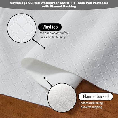 Quilted Waterproof Cut to Fit Table Pad Protector with Flannel Backing, Heat Resistant, Wipe Clean, Cushioned Pad Protects Table from Spills and Scratches, 52" X 70"3