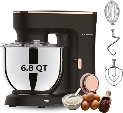 Black Electric Stand Mixer 6.8 Quart Qt, 660W, 6-Speed Adjustable, Stainless Steel Planetary, Portable, Compact & Elegant Kitchen Mixer for Baking & Cooking1