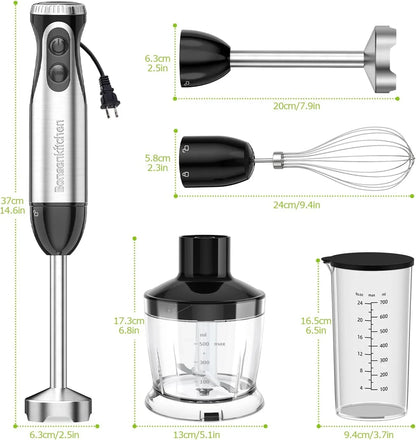 Immersion Blender with Food Processor, 20 Speeds & Turbo Mode | 4-In-1 Emulsion Hand Blender, Egg Whisk, 24 Oz Beaker & Chopper Bowl, Portable Hand Mixer for Smoothie, Soup, Baby Food7