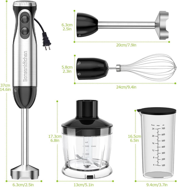 Immersion Blender with Food Processor, 20 Speeds & Turbo Mode | 4-In-1 Emulsion Hand Blender, Egg Whisk, 24 Oz Beaker & Chopper Bowl, Portable Hand Mixer for Smoothie, Soup, Baby Food7