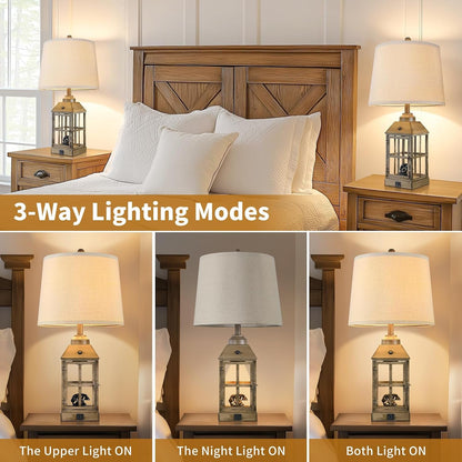 25" Farmhouse Table Lamps Set of 2 for Bedroom Living Room (Wood)3