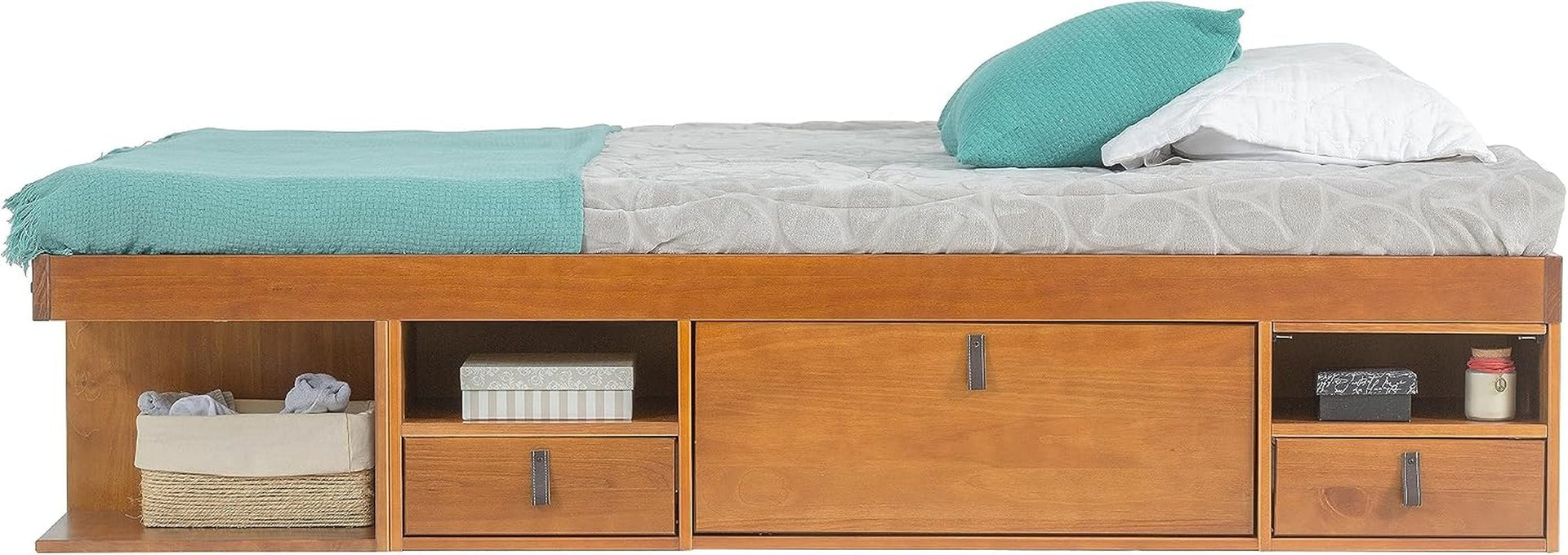 bali-king-size-storage-platform-bed-with-6-drawers-6-shelves-3-door-cabinets-2-pullout-nightstands-solid-pine-wood-bed-frame-with-underbed-storage-no-box-spring-needed-oak-brown