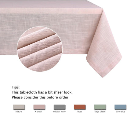 Lux Faux Linen Table Cloth with Slubby Texture Wrinkle Resistant Anti-Shrink Soft Tablecloth for Kitchen Dining Tabletop for Buffet Banquet Parties Event Dinner Rectangle 52 X 70 Inch Blush5