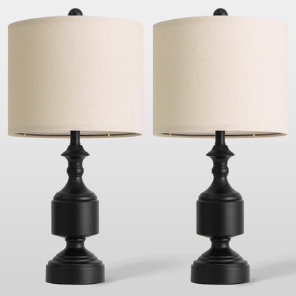 Black Lamps Set of 2-20.5" Farmhouse Metal Table Lamps for Living Room, Traditional Bedside Lamps for Nightstand with Linen Shade, Ideal for Small Spaces, Entryway Console Lamps5