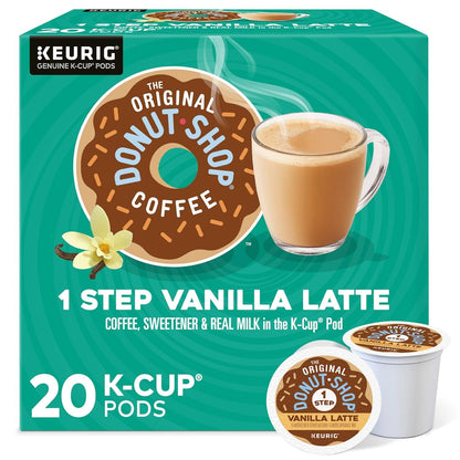 Vanilla One-Step Latte, Single Serve Coffee K-Cup Pod, Flavored Coffee, 20 Count1