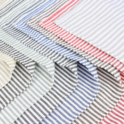 Plain Striped Cotton Linen Blended Dinner Cloth Napkins - Set of 12 (40 X 30 Cm) - for Events & Home Use (Blue)8
