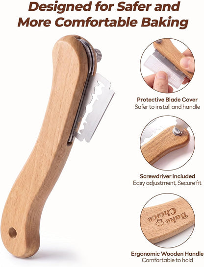 Bread Lame, Sourdough Scoring Tool with Ergonomic Wooden Handle3