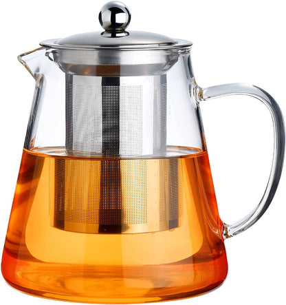 Glass Teapot Stovetop 18.6 OZ, Borosilicate Clear Tea Kettle with Removable 18/8 Stainless Steel Infuser, Teapot Blooming and Loose Leaf Tea Maker Tea Brewer for Camping, Travel (550ML) | Tea Infuser & Tea Strainer. Blooming Tea; Clear Teapot, Borosilicate Glass, Tea Brewer & Tea Maker, Loose Leaf Tea Steeper1