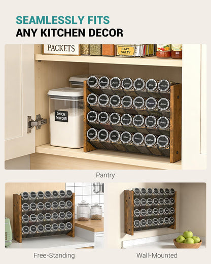 Spice Rack Organizer with 28 Glass Jars, for Cabinet Wall Mount Countertop7