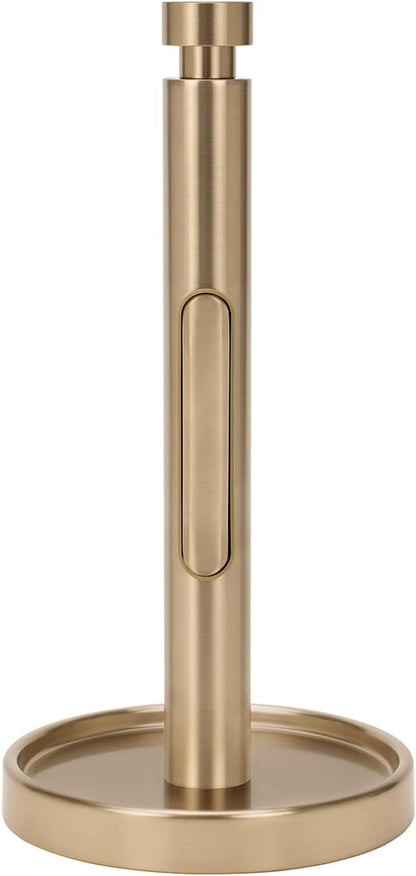 Countertop Paper Towel Holder - Weighted Heavy Duty Steel Stand with Non-Slip Base for a Steady One-Handed One Sheet Tear - Fits All Rolls - Warm Gold1