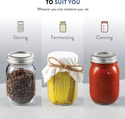 16 Oz Mason Jars with Lids, Regular Mouth, 5 Pack | 16 Oz Glass Jars with Lids and Seal Bands, Mason Jars 16 Oz, Pint Mason Jars, Airtight Canning Jars for Pickling and Oats8