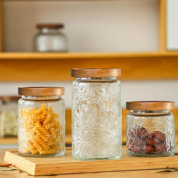 32Oz Vintage Glass Jars with Lids, Airtight Food Storage Containers, Kitchen Canisters for Sugar, Coffee, Tea, Spice, Flour, Candy Cookie, Pasta, Cereal, Cute Decorative Jars3