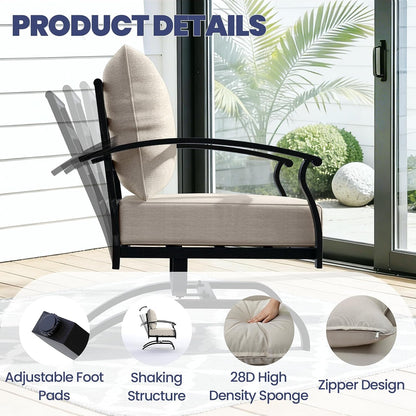 4 Piece Metal Outdoor Patio Furniture Set, Outdoor Sectional Sofa2