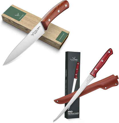 Fillet Knife 9 Inch, Professional Fish Knife for Filleting, Stainless Steel Boning Knife for Meat Cutting, 7 Inch Stainless Steel Japanese Chef Knife1