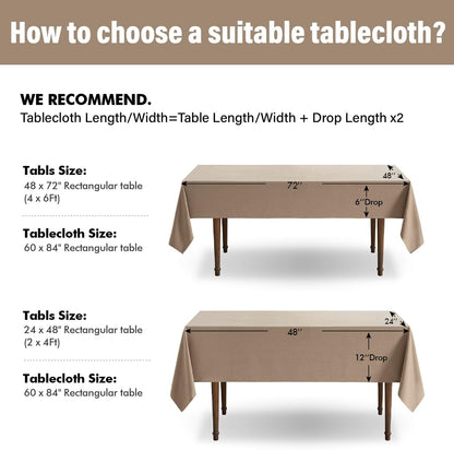 Linen Textured Rectangle Tablecloth 60 X 84 Inch Light Brown9
