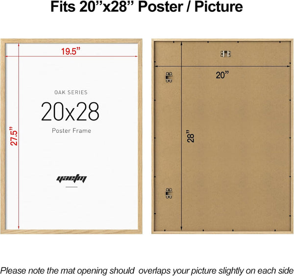Minimalist 20X28 Oak Wood Frame for Poster, Natural Solid Wood 20X28 Picture Frame Set of 3, Lightweight, Wall Decor for Office, Gallery & Home (3 Pack, Oak)4
