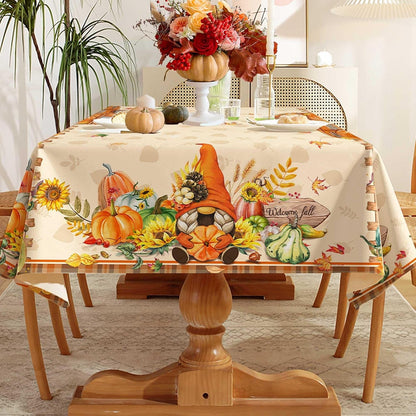 Fall Tablecloth Rectangle 60 X 120 Inche, Pumpkin Fall Table Cloth4