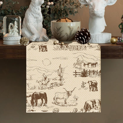 Cowboy Farm Table Runner Seasonal Spring Fall Kitchen Dining Linen Table Decoration for Indoor Outdoor Home Party Dinner 13X72 Inch2