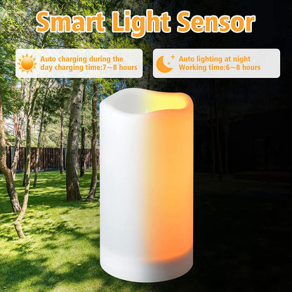 Solar Flameless Candles Outdoor Waterproof,Dusk to Dawn Outdoor Lighting, Flickering Fameless Reusable LED Light Candles for Lantern Garden Camping and Home Decor, 3D Wick (3"X6") Set of 22
