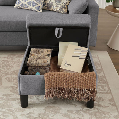 101" Convertible Sectional Sofa with Ottoman Coffee Table, Modern Linen Fabric U-Shaped Couch with Storage Pocket, 4 Seat Sofa Couches for Living Room, Apartment, Office, Lightgrey2