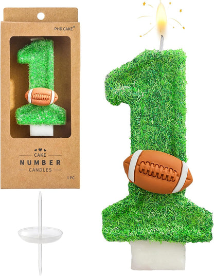 Number 1 Football Birthday Candles, Football Themed Number Candles, Party Celebration1