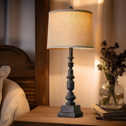 27.75" Farmhouse Table Lamps Set of 2 for Living Room, USB A+C Port2